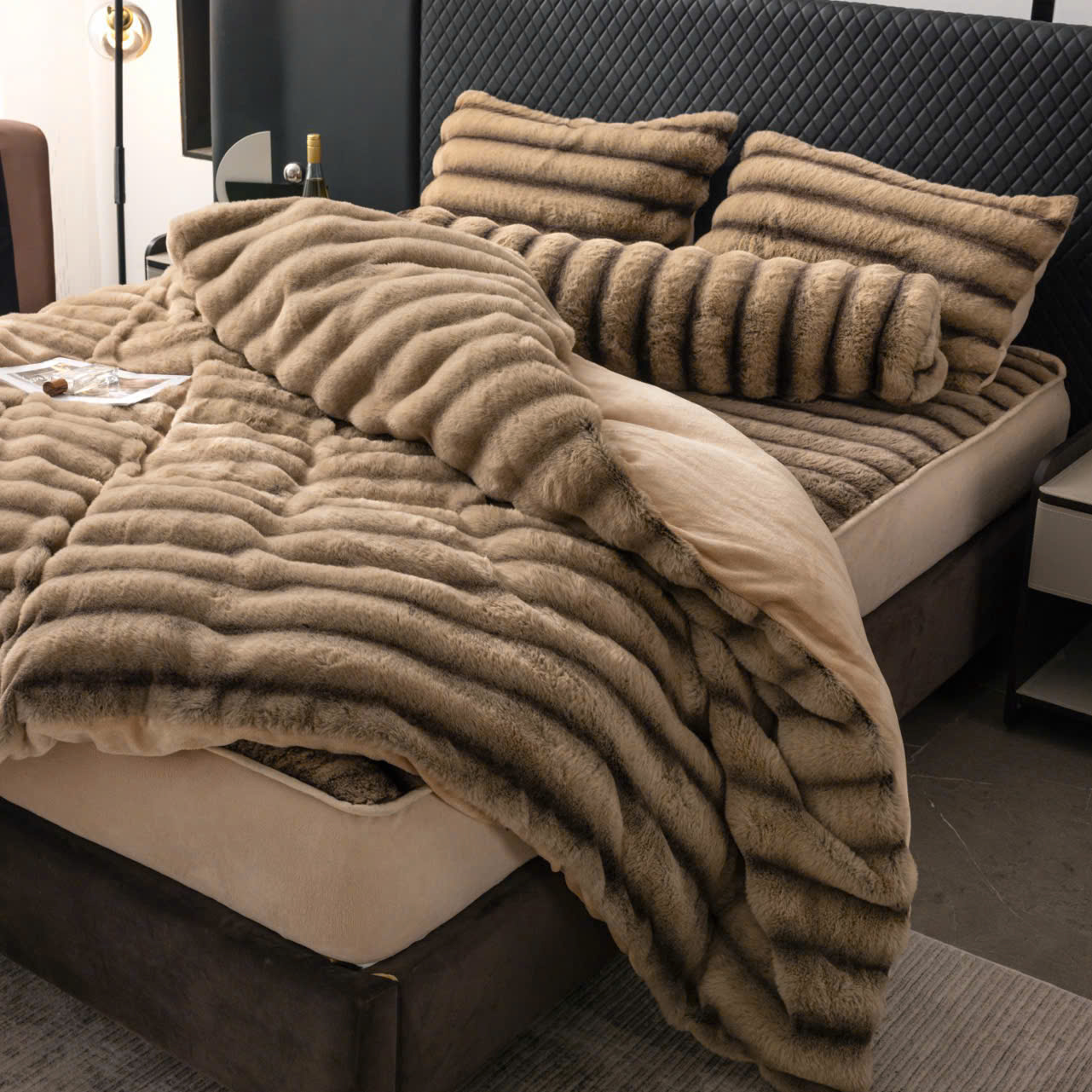 Bộ Chăn Ga Gối Nỉ Lông Chồn