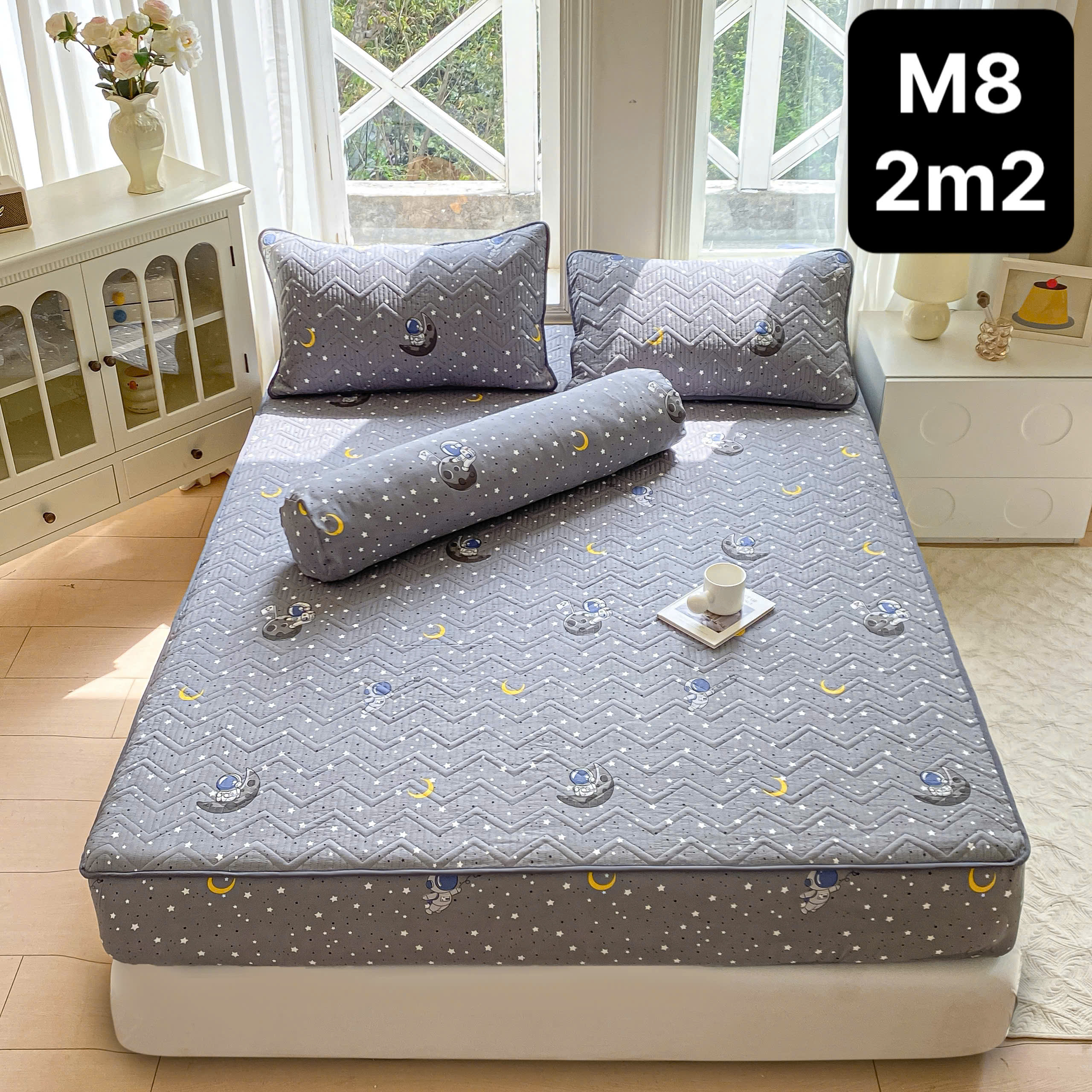 Bộ Ga Gối Cotton Đũi Trần Bông