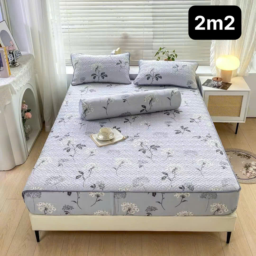 Bộ Ga Gối Cotton Đũi Trần Bông