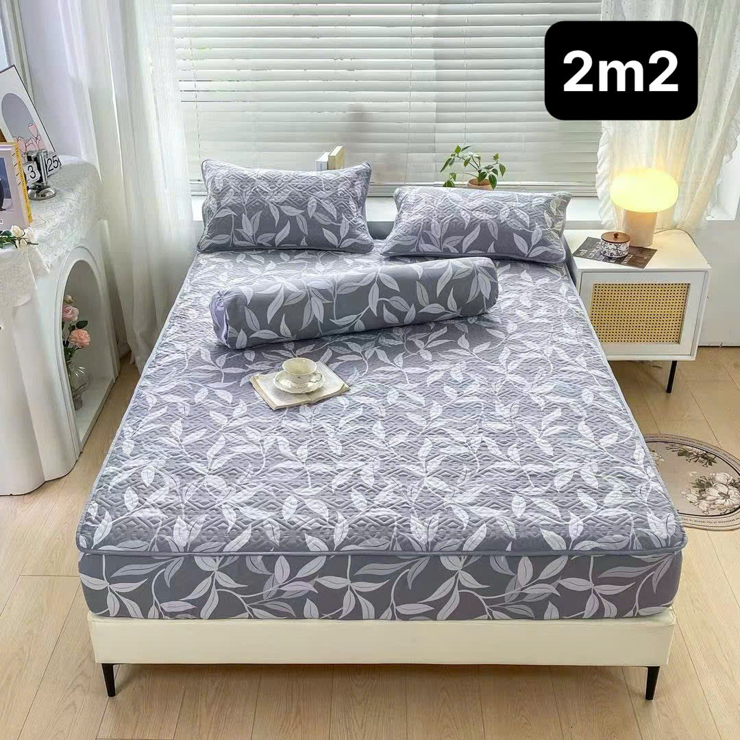 Bộ Ga Gối Cotton Đũi Trần Bông