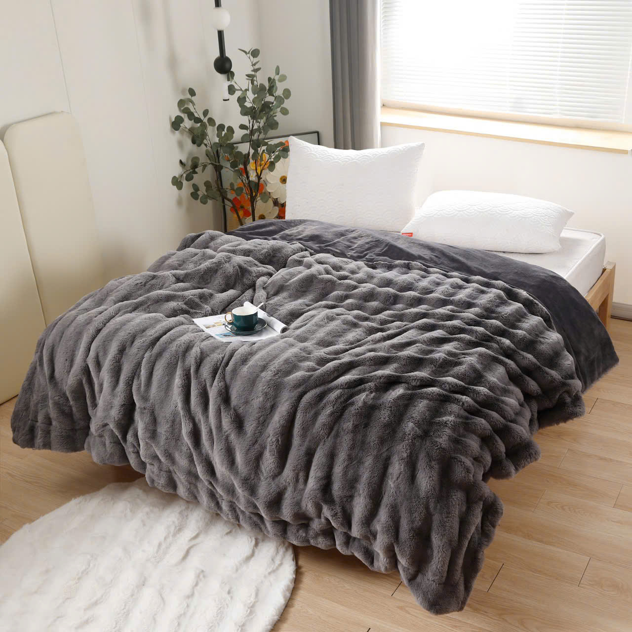 Chăn Chồn Sóng 3D – Mềm Mịn, Sang Trọng, Giữ Ấm Tuyệt Vời