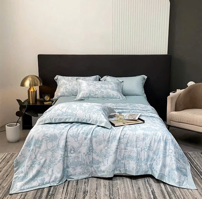 Bộ Chăn Ga Gối Hè Lụa Thái – Mát Lạnh Tự Nhiên, Mềm Mịn Chuẩn Cao Cấp