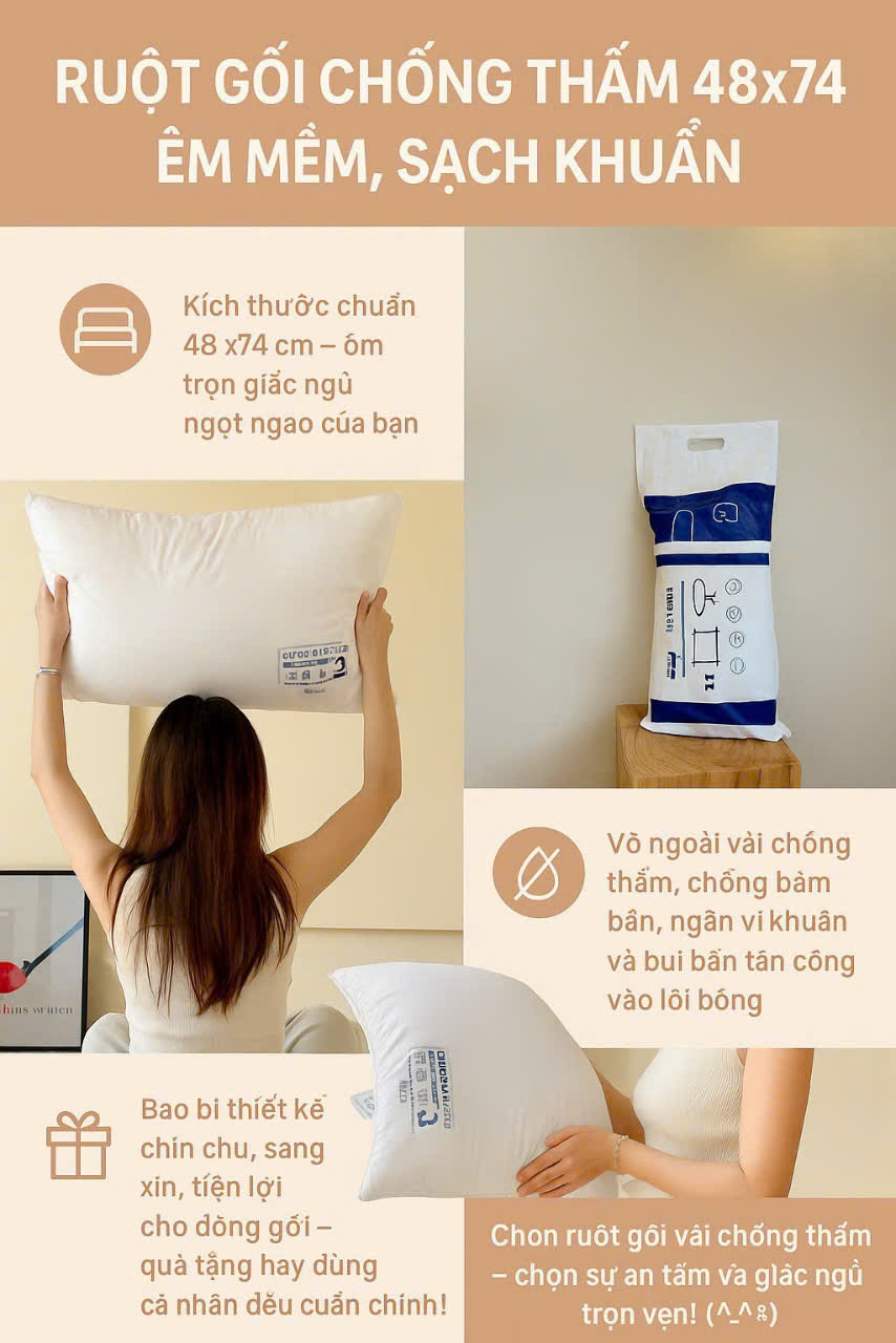 RUỘT GỐI CHỐNG THẤM – ÊM MỀM, SẠCH KHUẨN