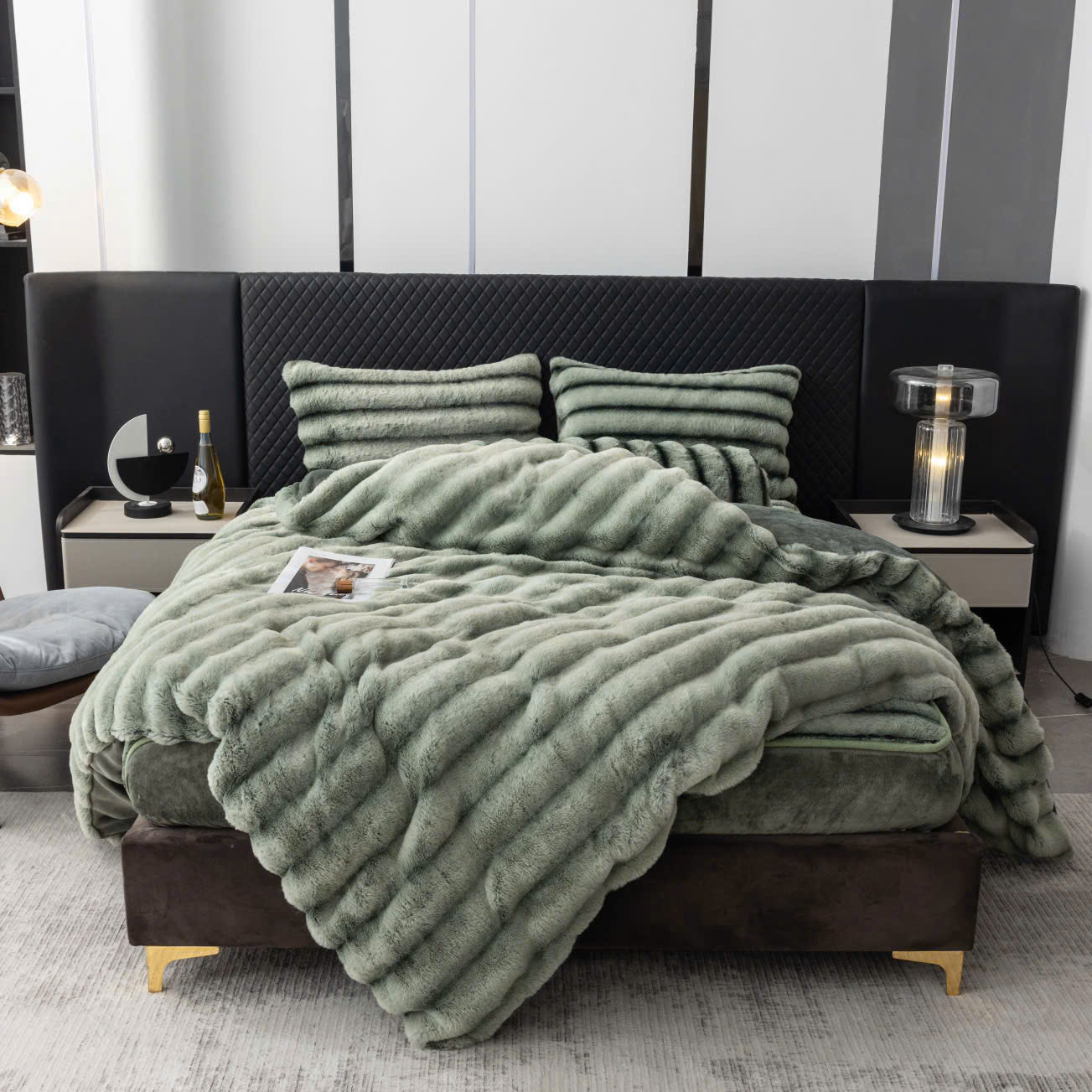 Bộ Chăn Ga Gối Nỉ Lông Chồn