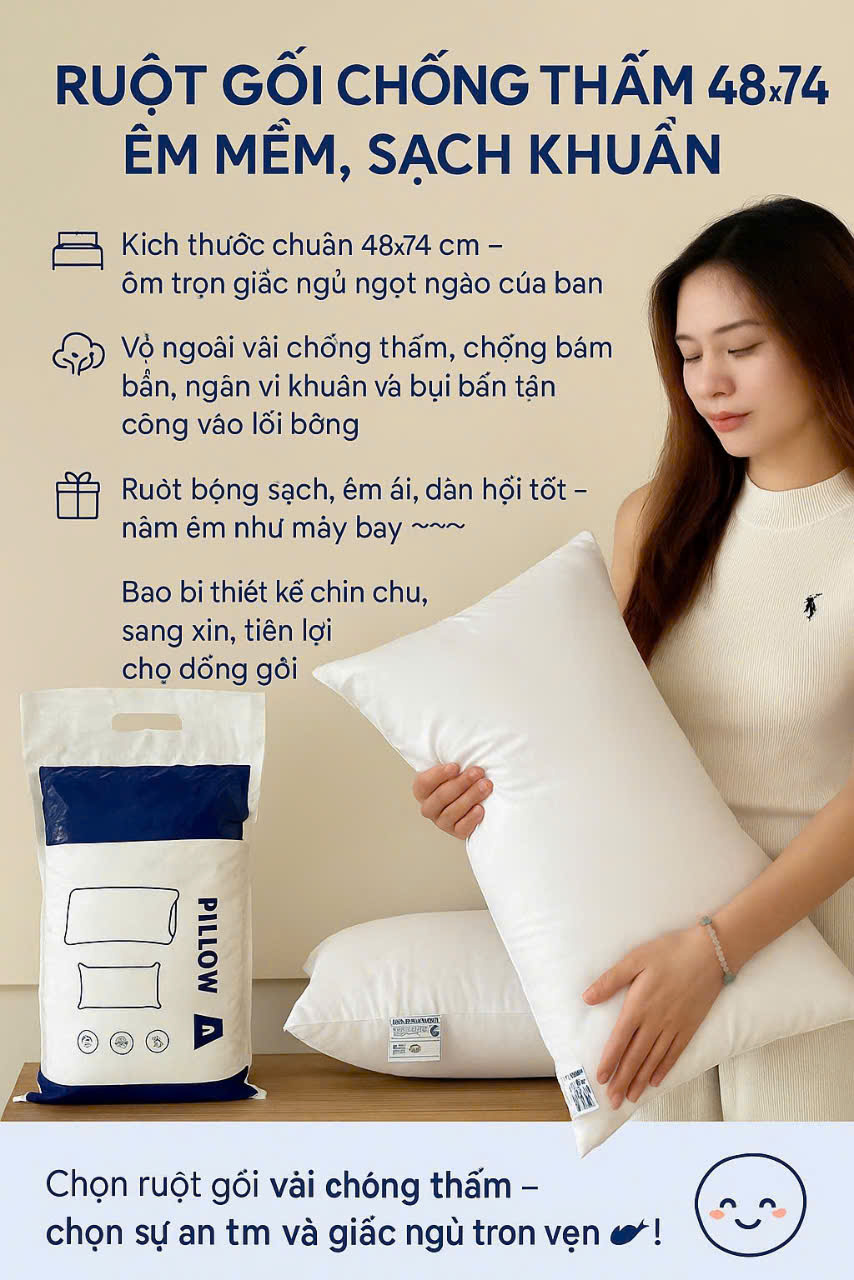 RUỘT GỐI CHỐNG THẤM – ÊM MỀM, SẠCH KHUẨN