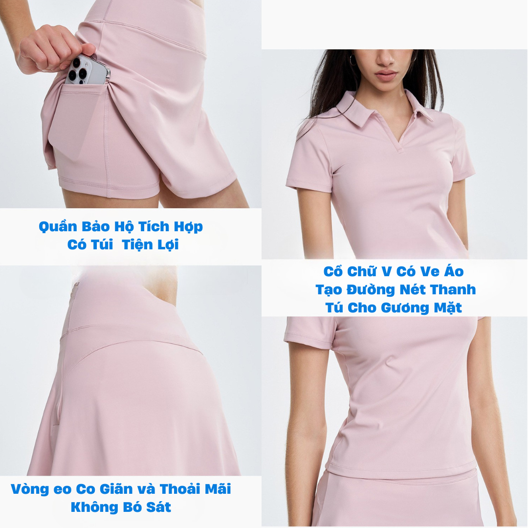 Váy thể thao nữ cao cấp Pickleball Golf Tennis cầu lông dã ngoại thời trang thoáng mát Yuripromax