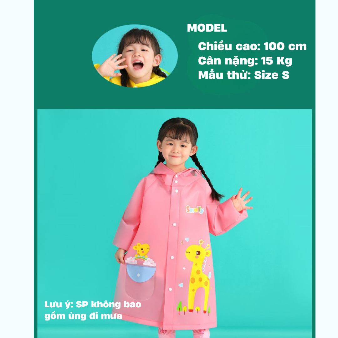 Áo mưa trẻ em có khóa kéo cao cấp Áo mưa bé trai bé gái chống thấm nước họa tiết dễ thương cho bé  1-10 tuổi Mirilik House