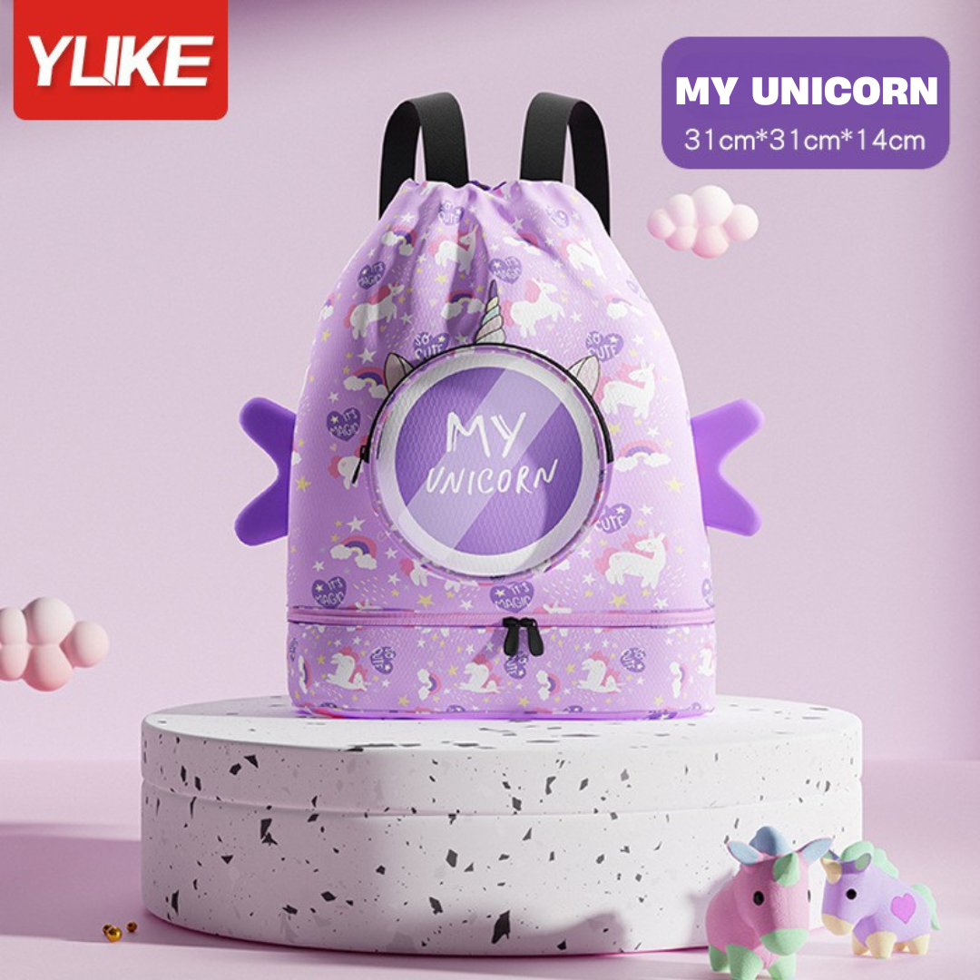 Balo đựng đồ bơi cho bé có 2 ngăn khô ướt Túi đi bơi đi biển có ngăn đựng giầy riêng, balo đi bơi