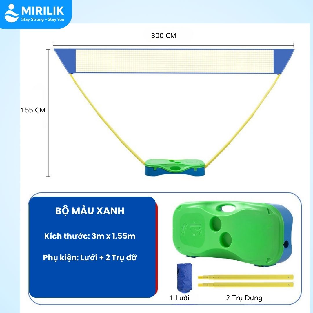 Lưới Cầu Lông Gấp Gọn Có Trụ - Phụ Kiện Cầu Lông 3in1 Chính Hãng Giá Rẻ Dùng Cho Gia Đình Mirilik