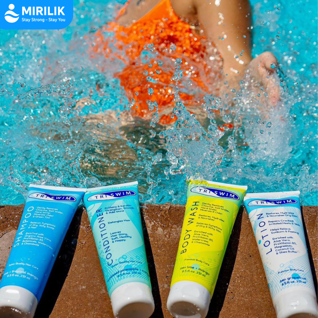 Sữa tắm TRISWIM chuyên dùng đi bơi loại sạch Clo, mùi Clo và muối biển, làm mềm da - MIRILIK