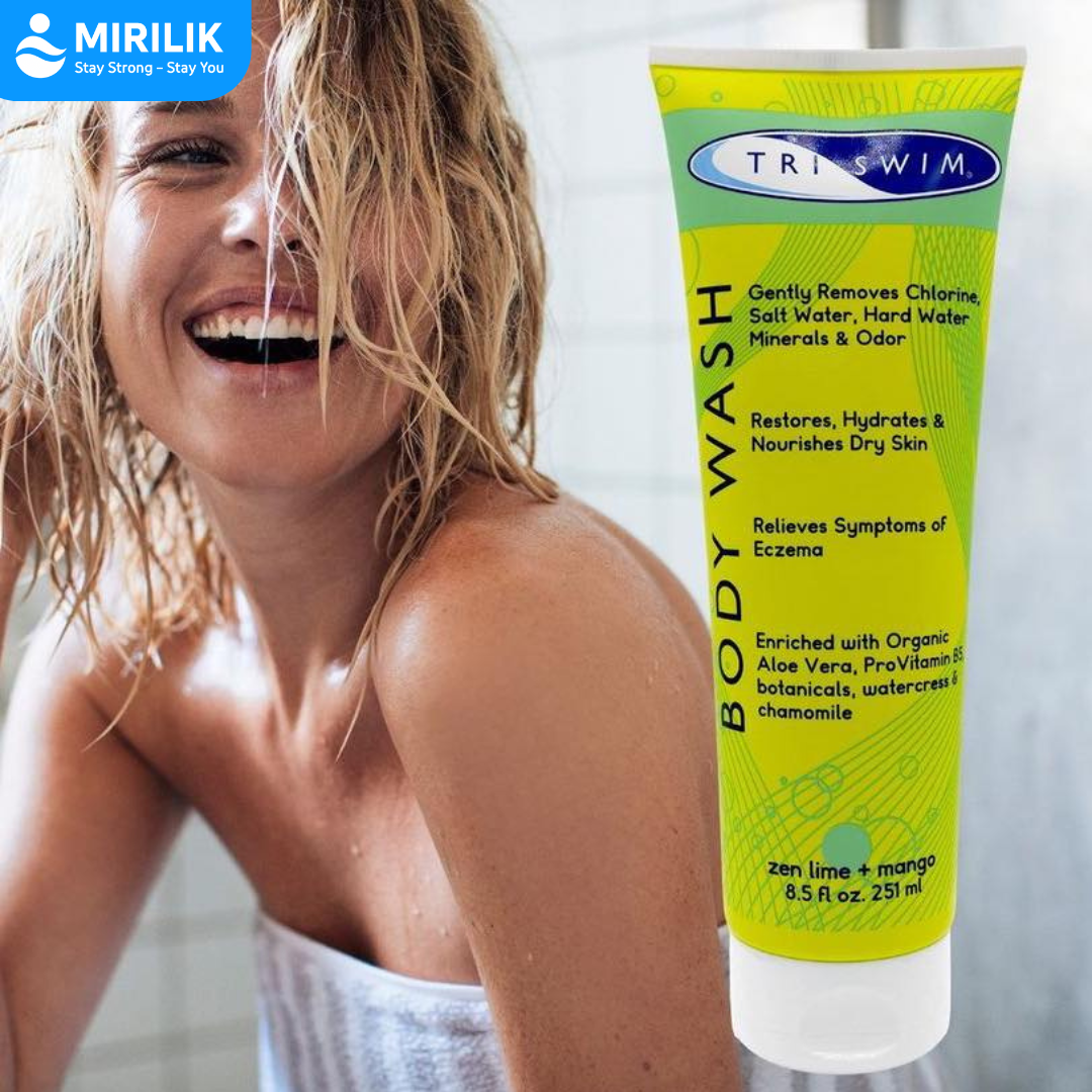 Sữa tắm TRISWIM chuyên dùng đi bơi loại sạch Clo, mùi Clo và muối biển, làm mềm da - MIRILIK
