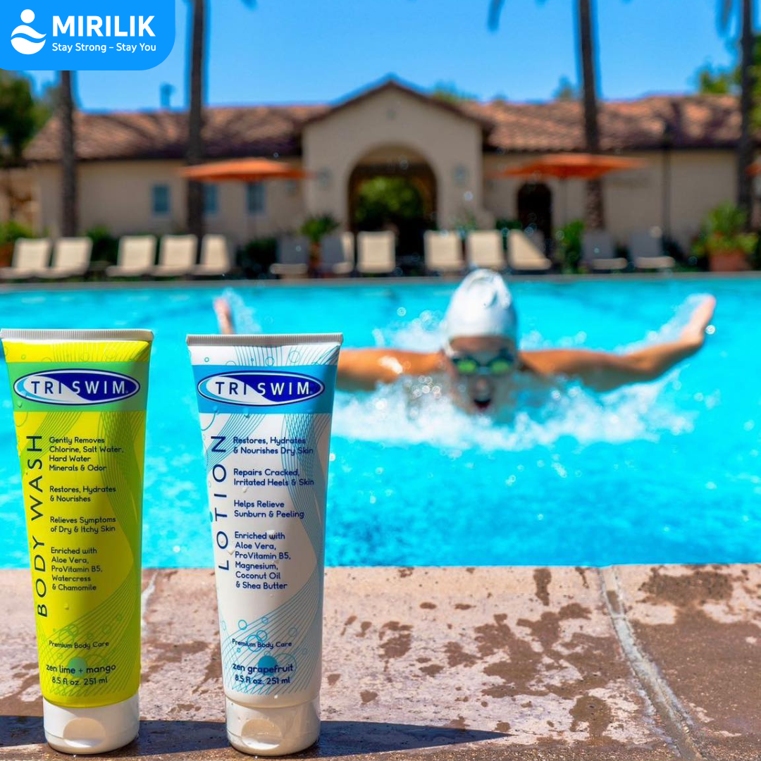 Sữa tắm TRISWIM chuyên dùng đi bơi loại sạch Clo, mùi Clo và muối biển, làm mềm da - MIRILIK
