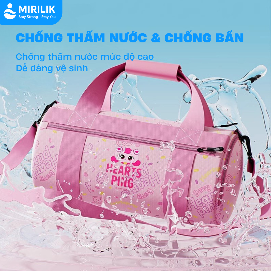Túi đi bơi đựng đồ bơi có ngăn đựng đồ ướt đồ khô cho bé gái hiệu YouYou màu hồng tím Yuripromax