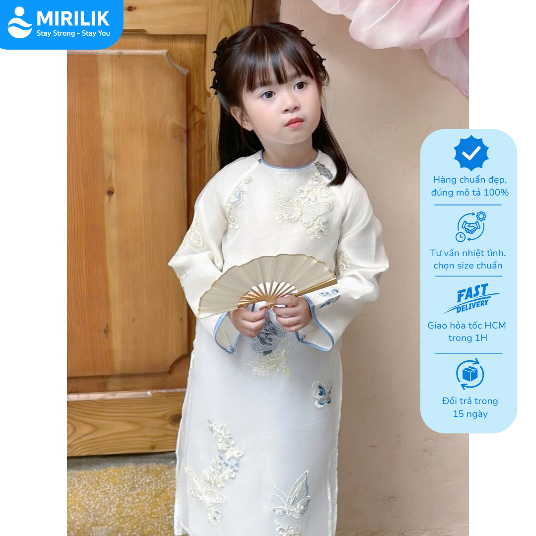 Áo dài bé gái size đại cho áo dài tết 2026 cho bé du xuân quần áo dài chất liệu lụa Yuripromax
