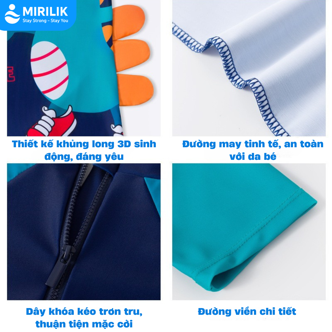 Bộ đồ bơi liền thân trẻ em bé trai từ 10 kg đến 50kg hình khủng long đáng yêu hãng YuKe Yuripromax