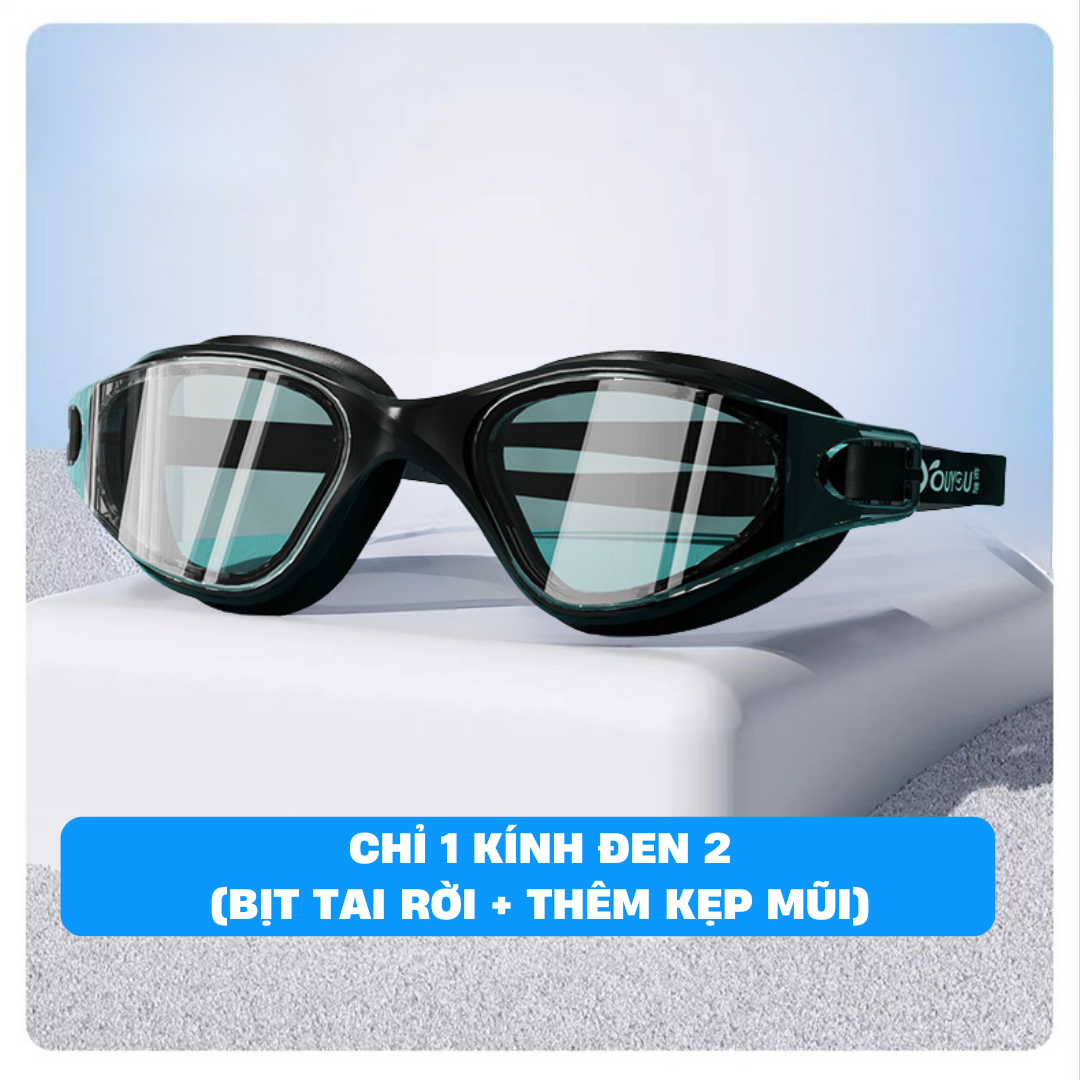 Kính bơi kèm bịt tai người lớn nam nữ sang trọng kín nước chống mờ sương YouYou Yuripromax