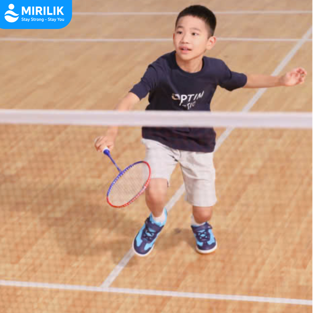 Vợt cầu lông BR 100 cán thép cho bé trai bé gái 4-7 tuổi Perfly Xanh Nhạt MIRILIK