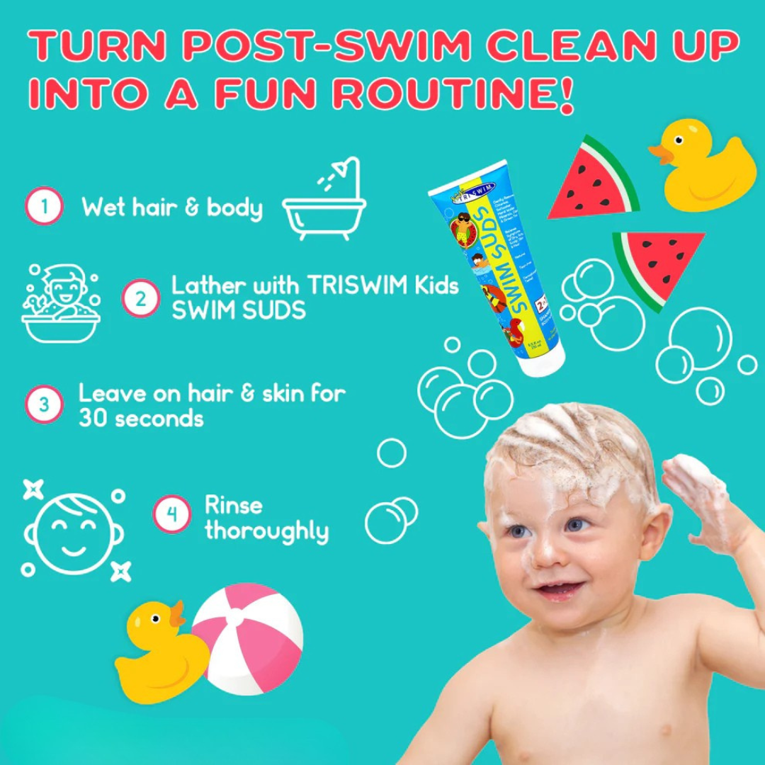 Dầu gội sữa tắm khử CLO 2 in 1 cho trẻ em bé trai bé gái hiệu TRISWIM Mỹ khử Clo muối biển hóa chất 2 trong 1 Mirilik