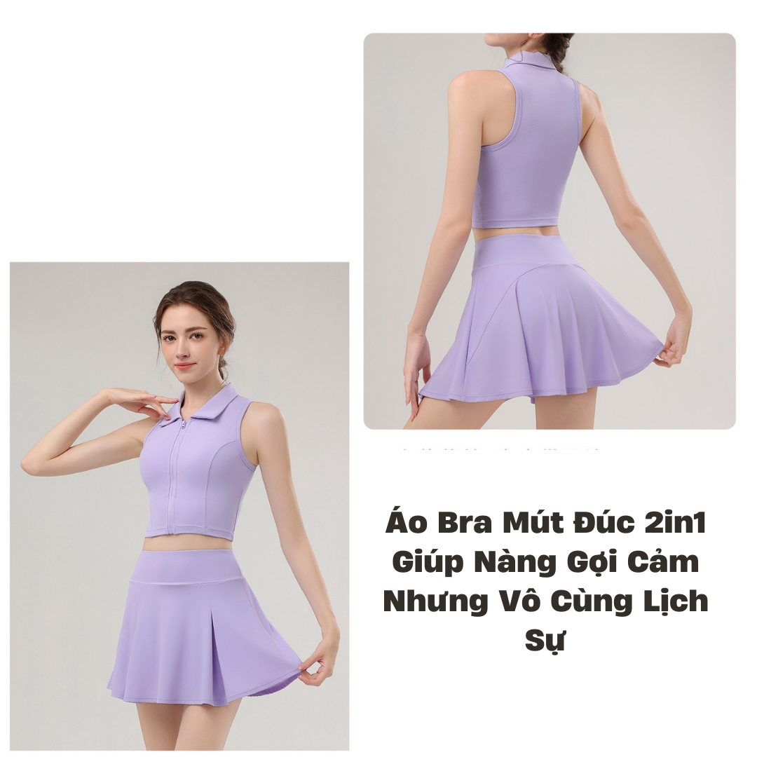 Váy tennis pickleball golf thể thao nữ áo bra mút đúc MIRILIK hàng chuẩn Váy thể thao thời trang