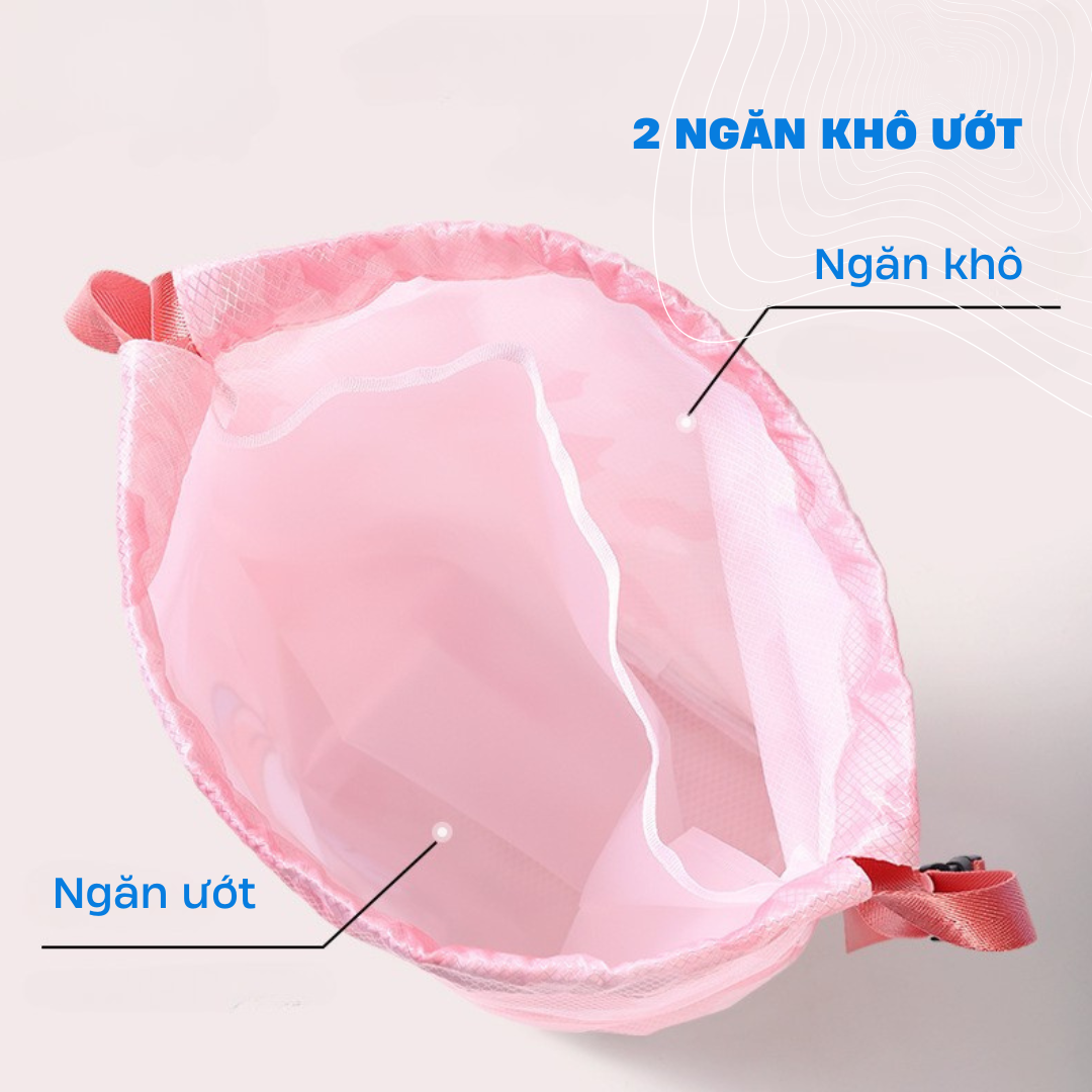 Balo đựng đồ bơi cho bé có 2 ngăn khô ướt Túi đi bơi đi biển có ngăn đựng giầy riêng, balo đi bơi