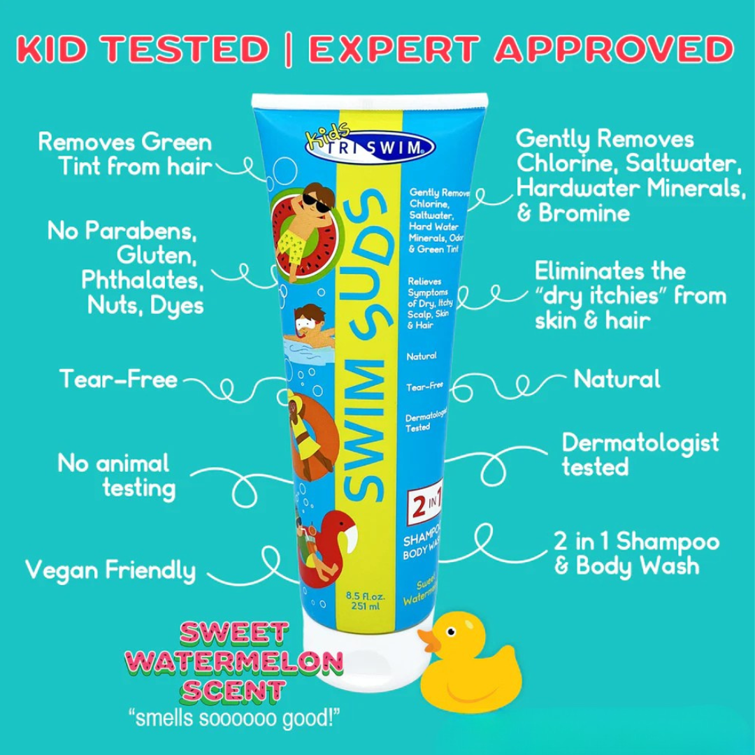 Dầu gội sữa tắm khử CLO 2 in 1 cho trẻ em bé trai bé gái hiệu TRISWIM Mỹ khử Clo muối biển hóa chất 2 trong 1 Mirilik