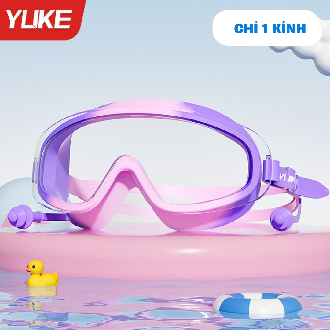 Kính bơi trẻ em gọng lớn góc nhìn rộng chính hãng YUKE bé trai bé gái Kính bơi cài khóa sau Mirilik - Combo Hồng Tím