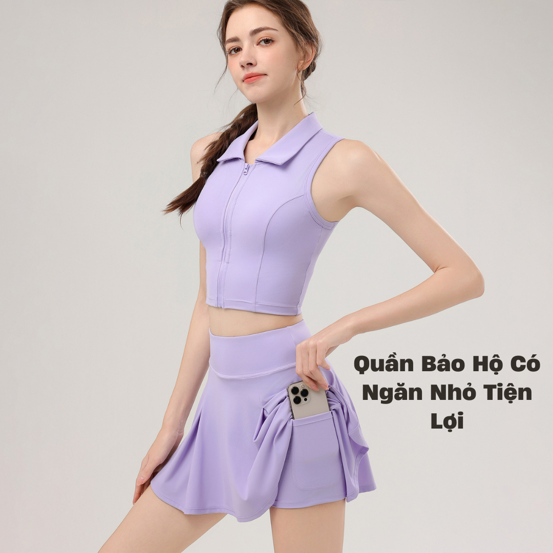 Váy tennis pickleball golf thể thao nữ áo bra mút đúc MIRILIK hàng chuẩn Váy thể thao thời trang