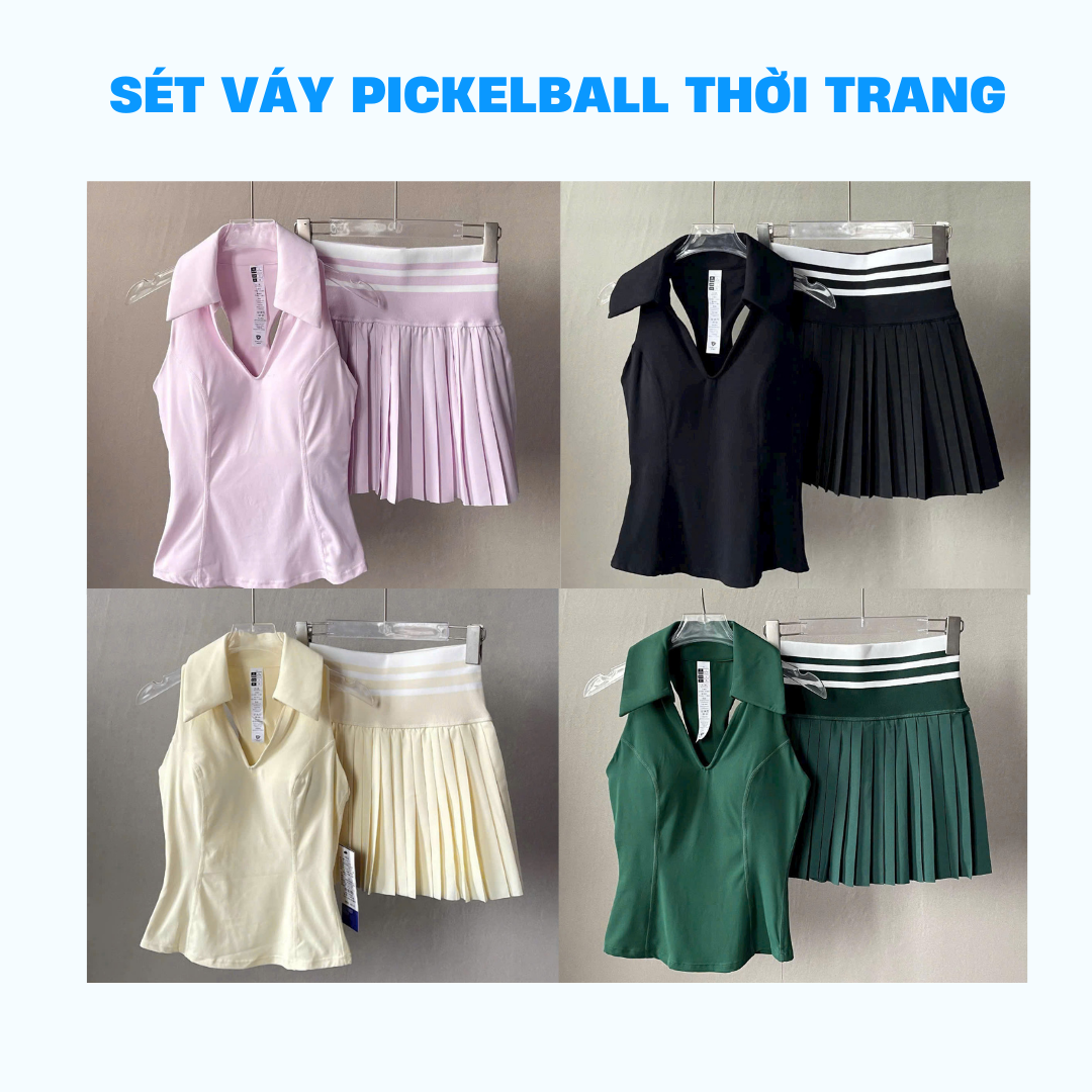 Set Váy Pickleball Tennis Bra Mút Đúc Tập Thể Thao Nữ Chất Thun Lạnh Hàng Quảng Châu Cao Cấp Mirilik