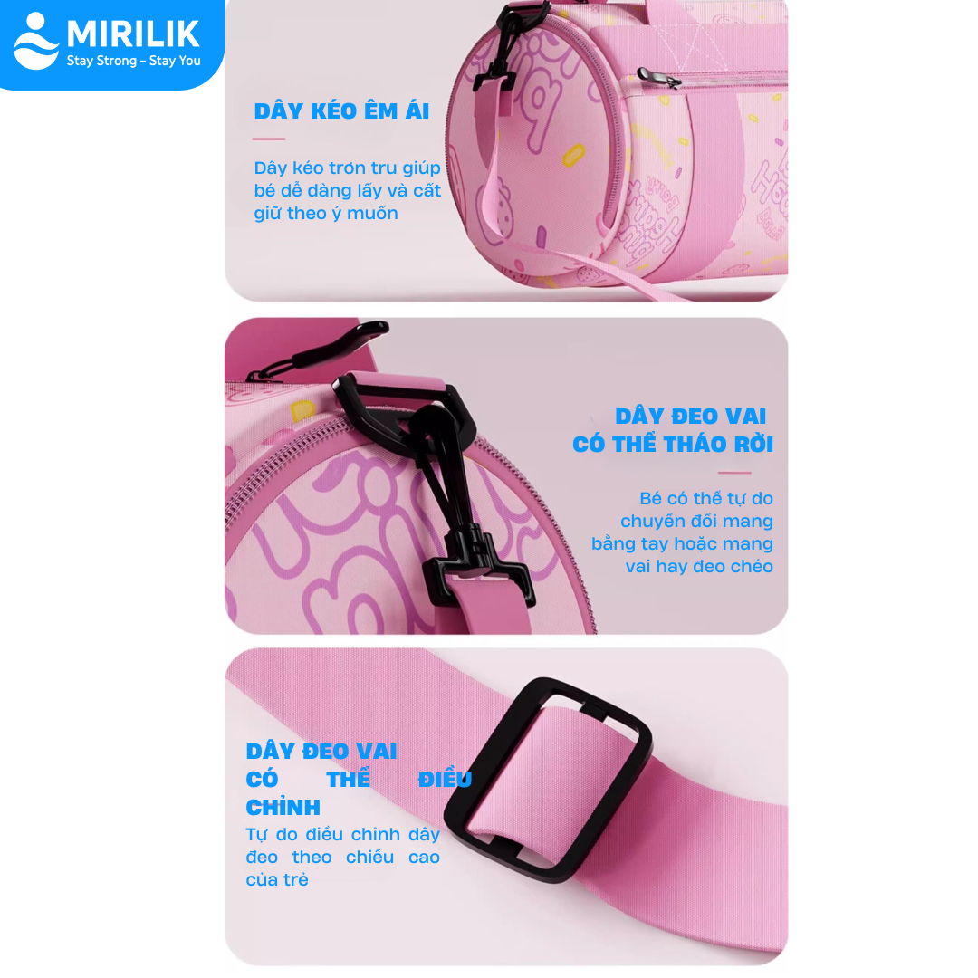 Túi đi bơi đựng đồ bơi có ngăn đựng đồ ướt đồ khô cho bé gái hiệu YouYou màu hồng tím Yuripromax