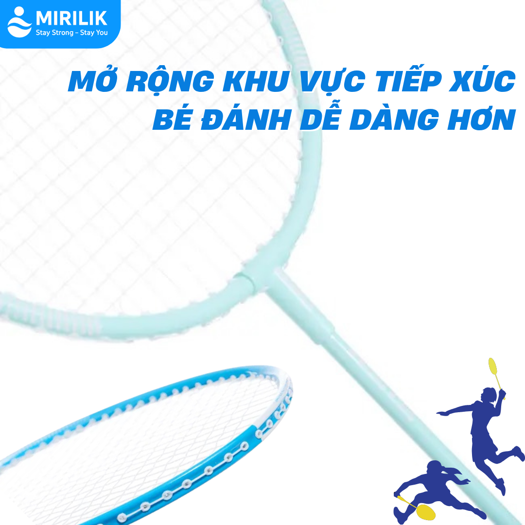 Vợt cầu lông cán thép cho bé trai bé gái 4-7 tuổi BR 100 Perfly Xanh Ngọc MIRILIK