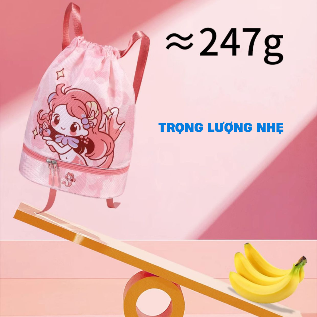 Balo đựng đồ bơi cho bé có 2 ngăn khô ướt Túi đi bơi đi biển có ngăn đựng giầy riêng, balo đi bơi