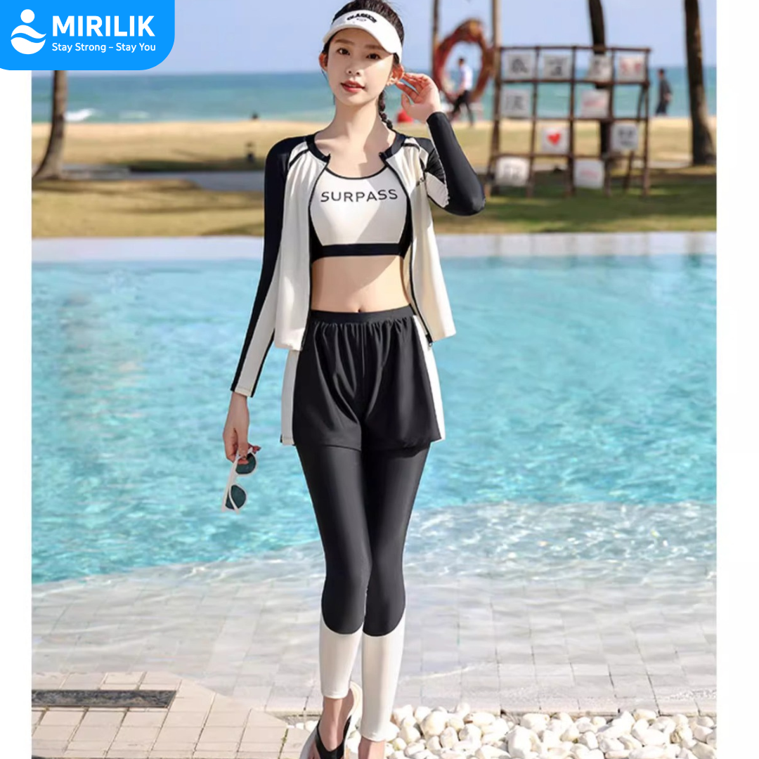 Sét bộ đồ bơi 4 món cho nữ hiệu YouYou gồm Bộ bơi 2 mảnh Bộ bơi tay dài quần dài kín đáo Mirilik