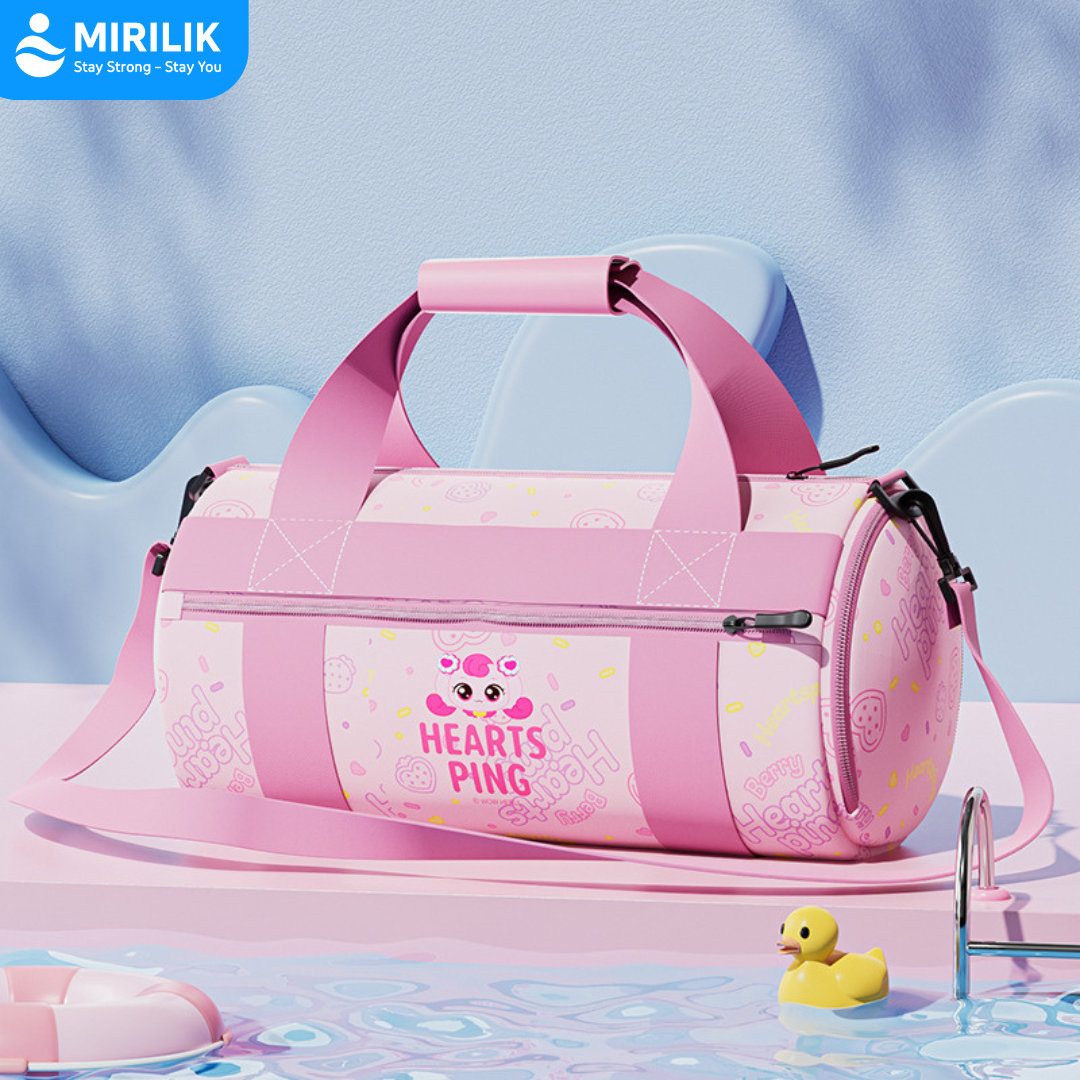 Túi đi bơi đựng đồ bơi có ngăn đựng đồ ướt đồ khô cho bé gái hiệu YouYou màu hồng tím Yuripromax