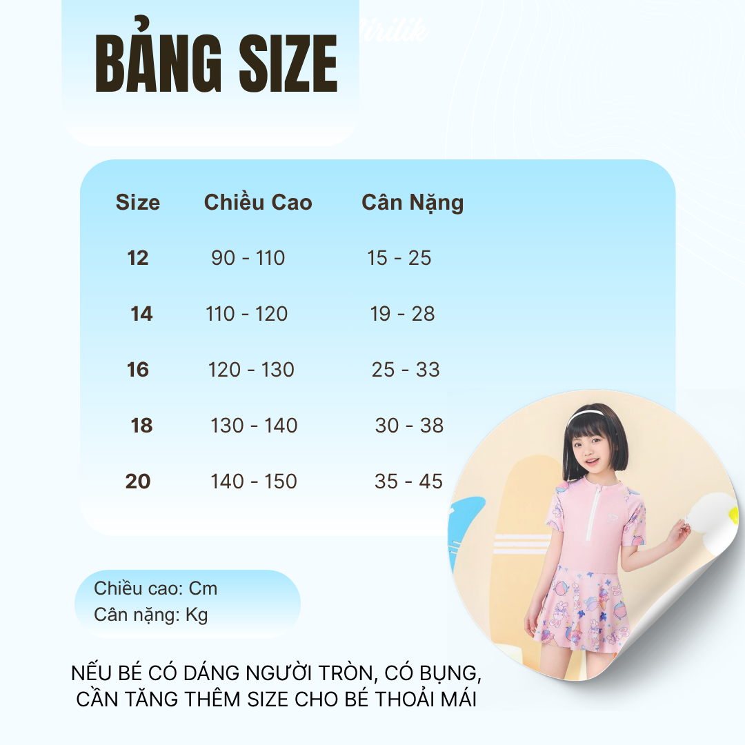 Đầm bơi GALAXY 2 lớp cho bé gái size đại từ 15 - 45Kg hiệu Yuke Mirilik