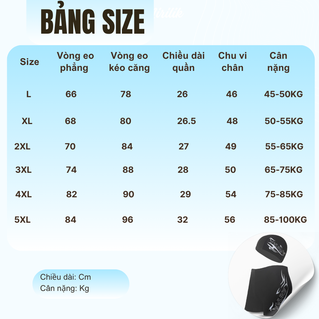 Combo Quần bơi nam + Nón bơi vải hiệu YUKE cao cấp nam tính hợp thời trang YURIPROMAX