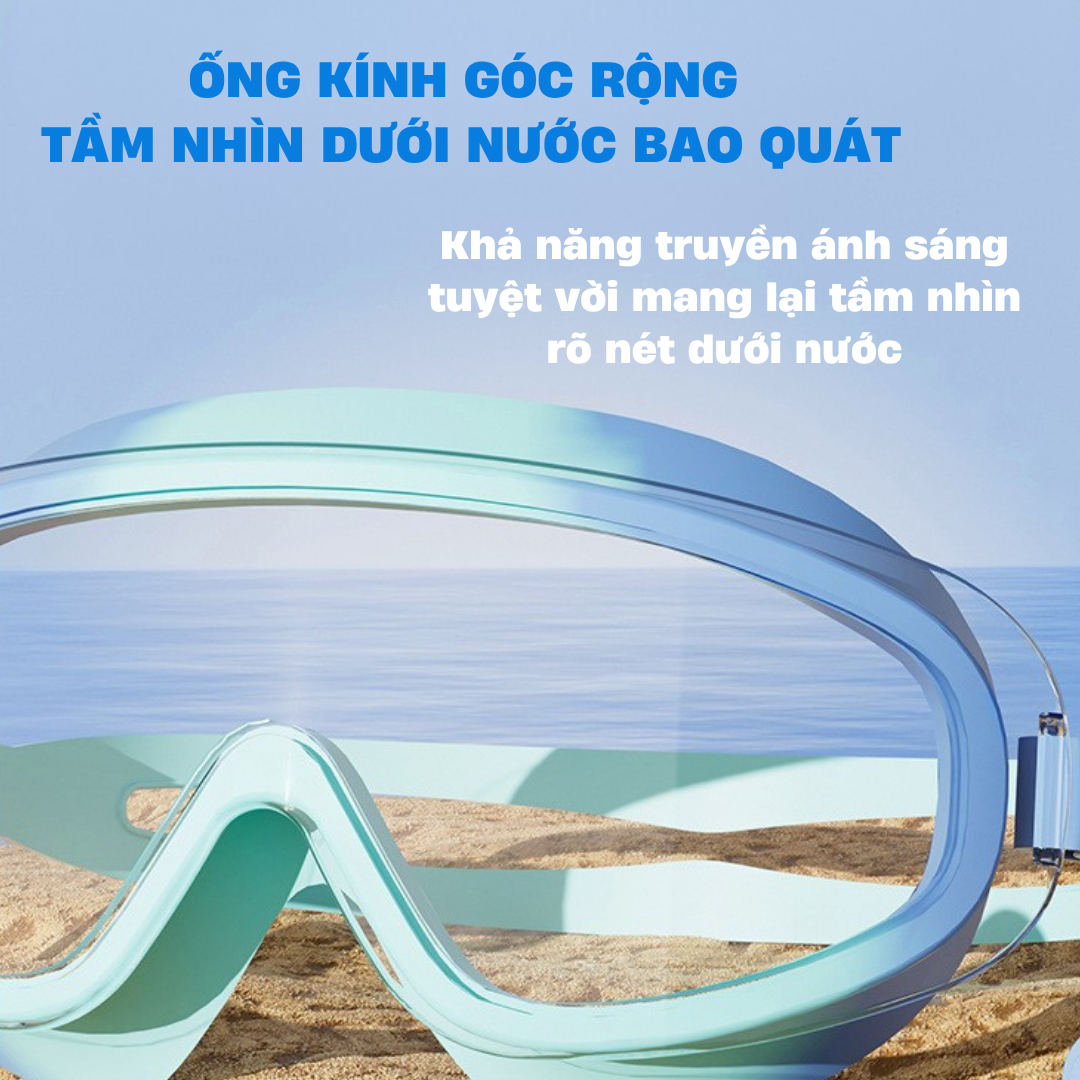 Kính bơi trẻ em gọng lớn góc nhìn rộng chính hãng YUKE bé trai bé gái Kính bơi cài khóa sau Mirilik - Combo Hồng Xanh