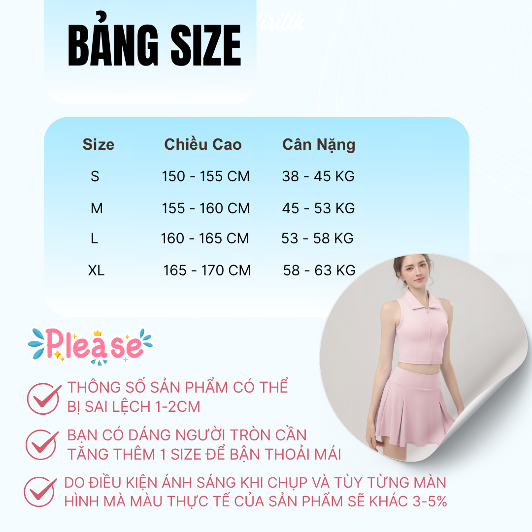 Chân Váy Tennis Pickleball Xếp Ly Nữ Có Quần Túi Trong Thể Thao Chống Sốc Mirilik House