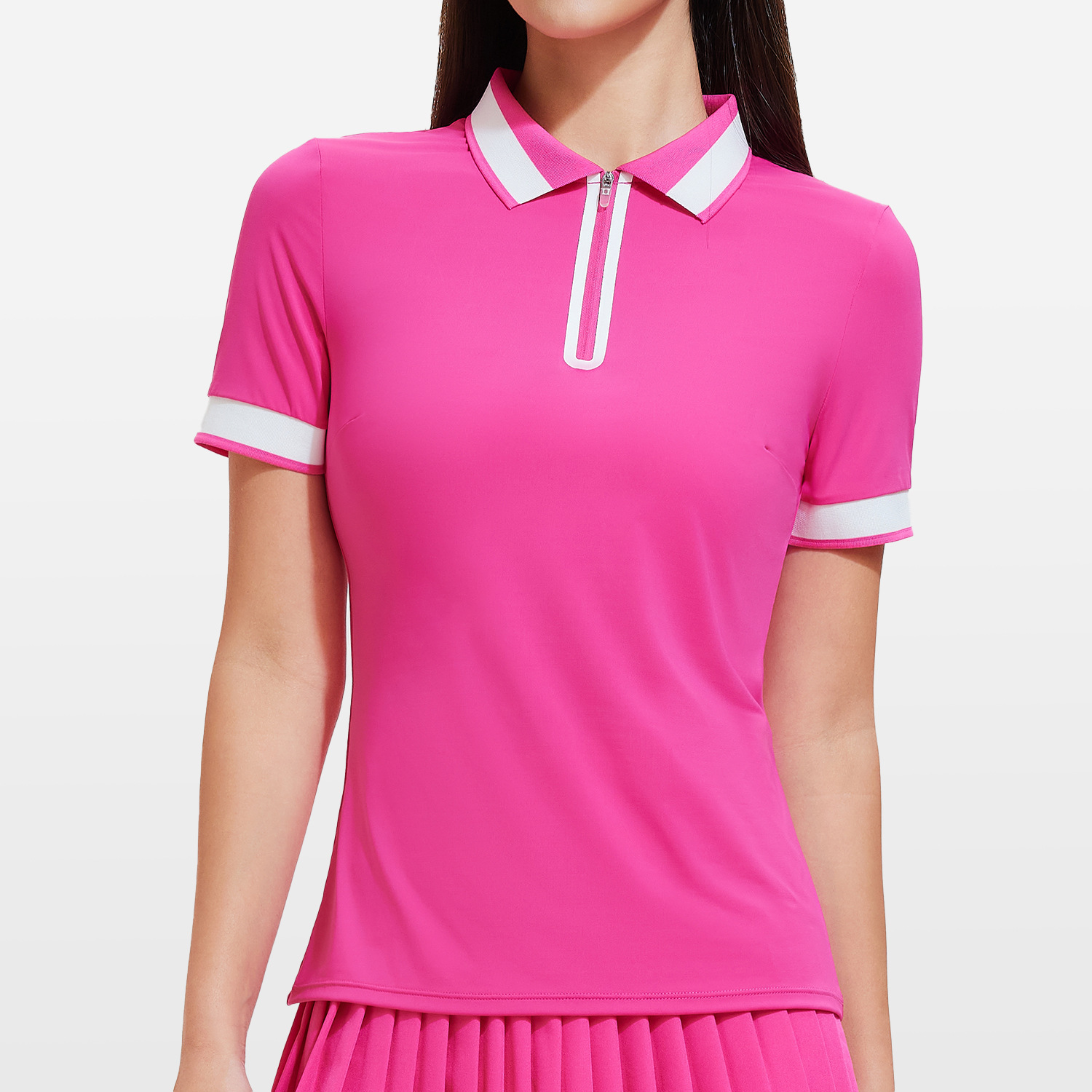 Áo thể thao cổ polo nữ kèm chân váy xếp ly SOLEYA MIRILIK tập gym yoga, chạy bộ, cầu lông pickleball