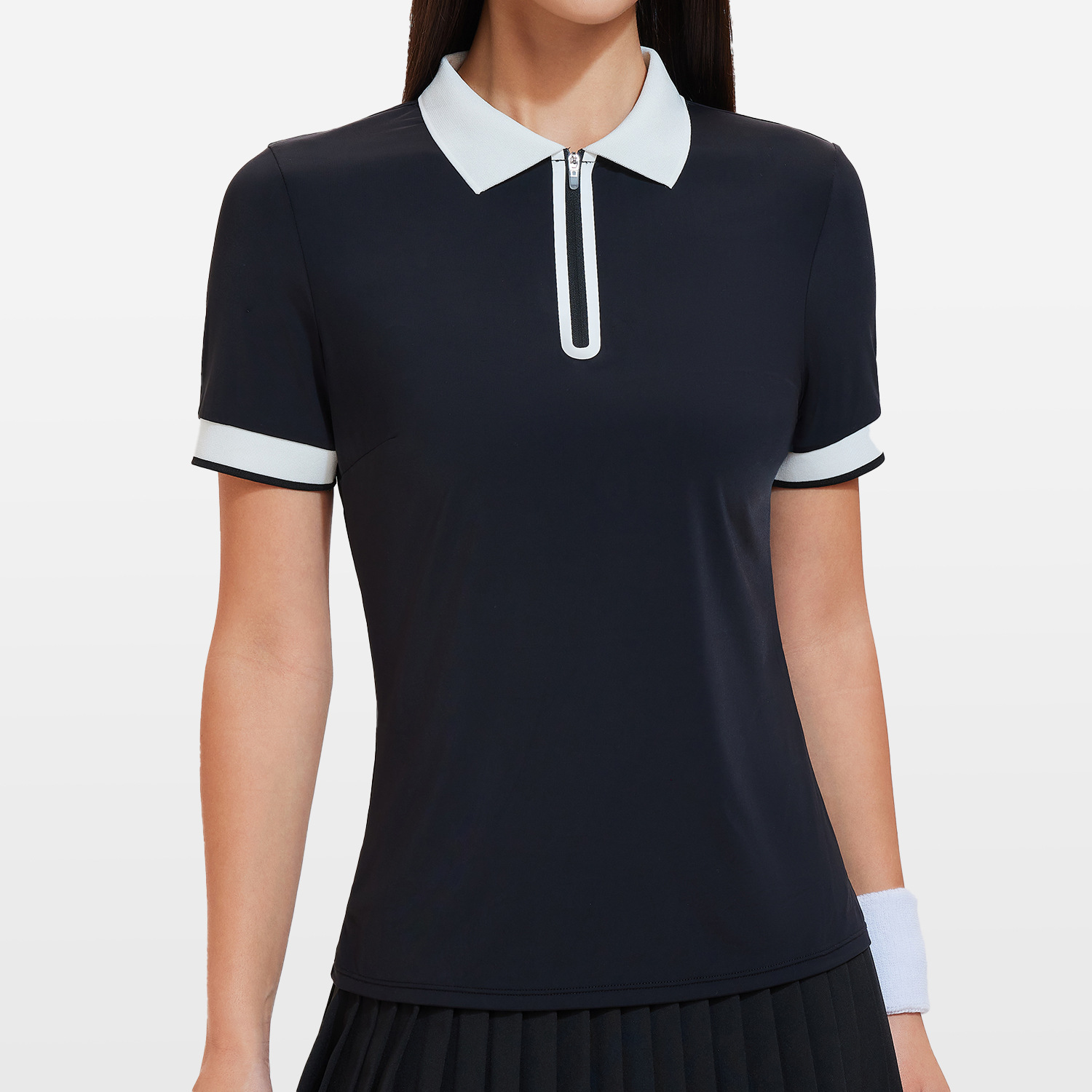 Áo thể thao cổ polo nữ kèm chân váy xếp ly SOLEYA MIRILIK tập gym yoga, chạy bộ, cầu lông pickleball