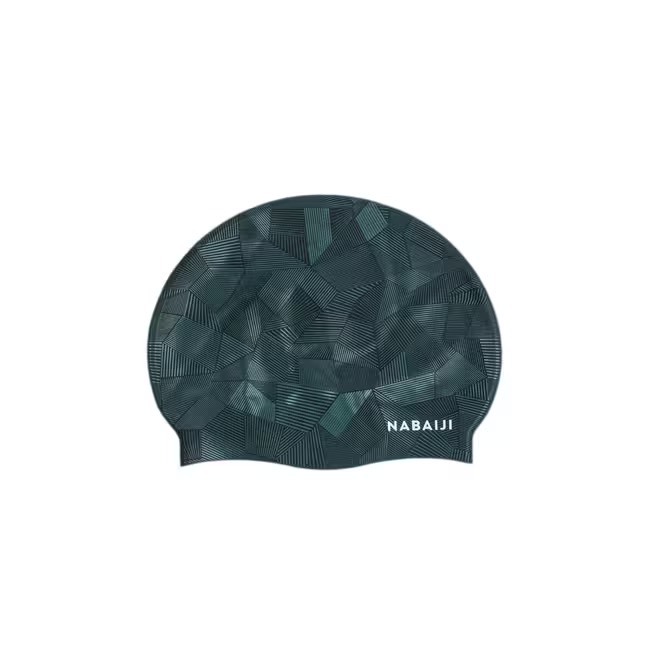 Mũ bơi Silicon người lớn nam nữ 500 hiệu Nabaiji kín nước co dãn tốt trượt nước Xanh đen Mirilik