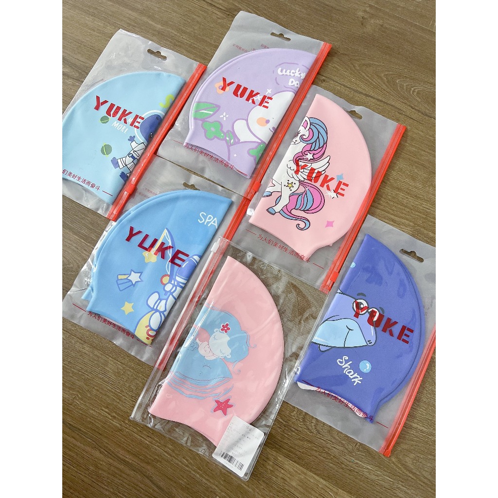 Nón bơi cho bé mũ bơi Silicon kín nước hình Pony khủng long nàng tiên cá YUKE YOUYOU Mirilik Sport