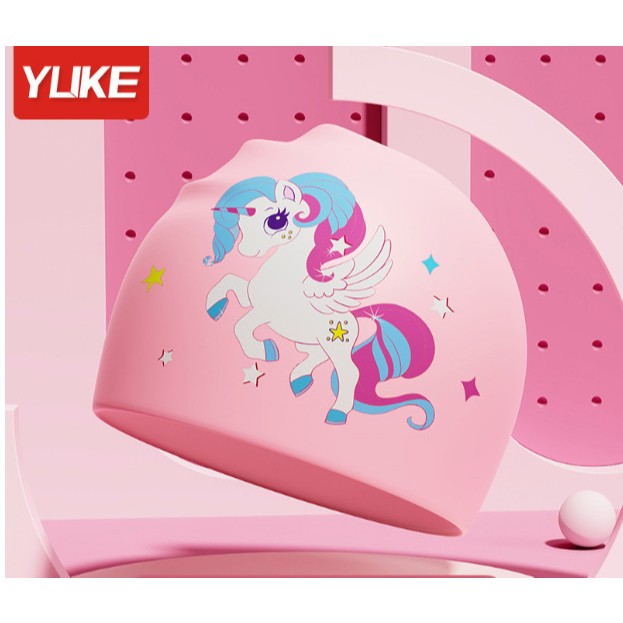 Nón bơi cho bé mũ bơi Silicon kín nước hình Pony khủng long nàng tiên cá YUKE YOUYOU Mirilik Sport