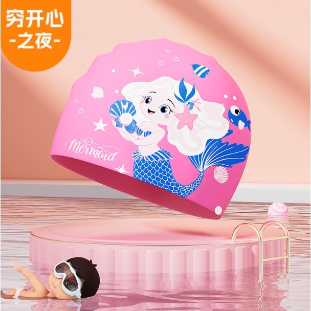 Nón bơi cho bé mũ bơi Silicon kín nước hình Pony khủng long nàng tiên cá YUKE YOUYOU Mirilik Sport