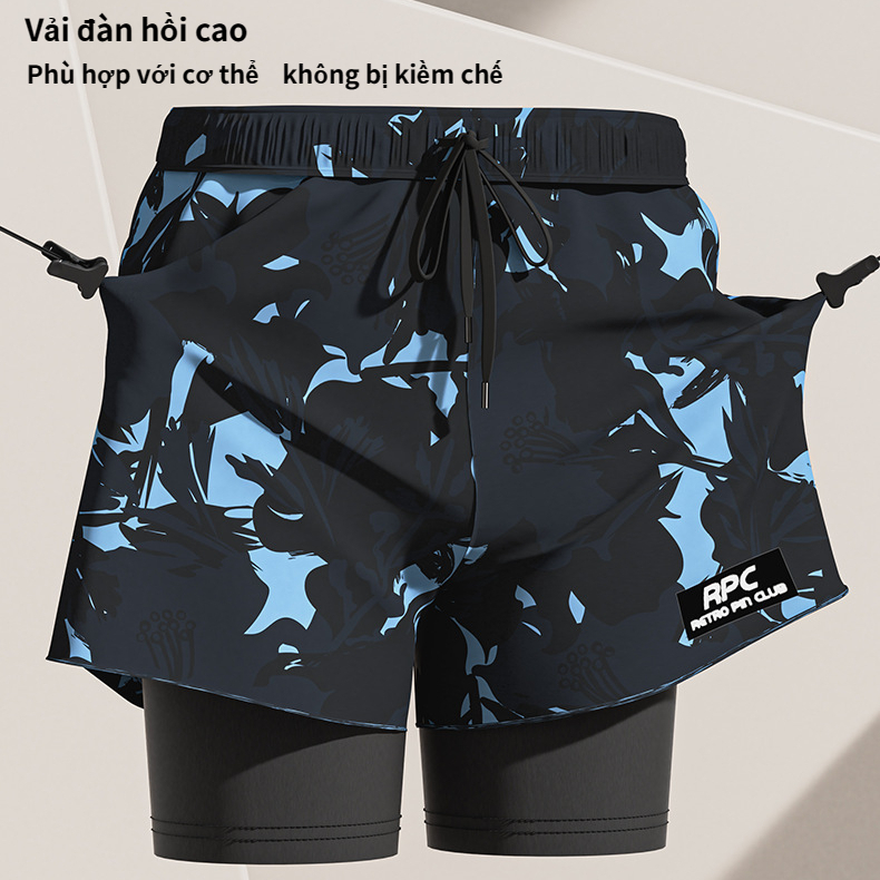 Quần bơi nam trưởng thành 2 lớp chống lộ không túi thoáng khí nhanh khô hiệu YouYou - MIRILIK HOUSE
