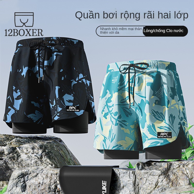 Quần bơi nam trưởng thành 2 lớp chống lộ không túi thoáng khí nhanh khô hiệu YouYou - MIRILIK HOUSE