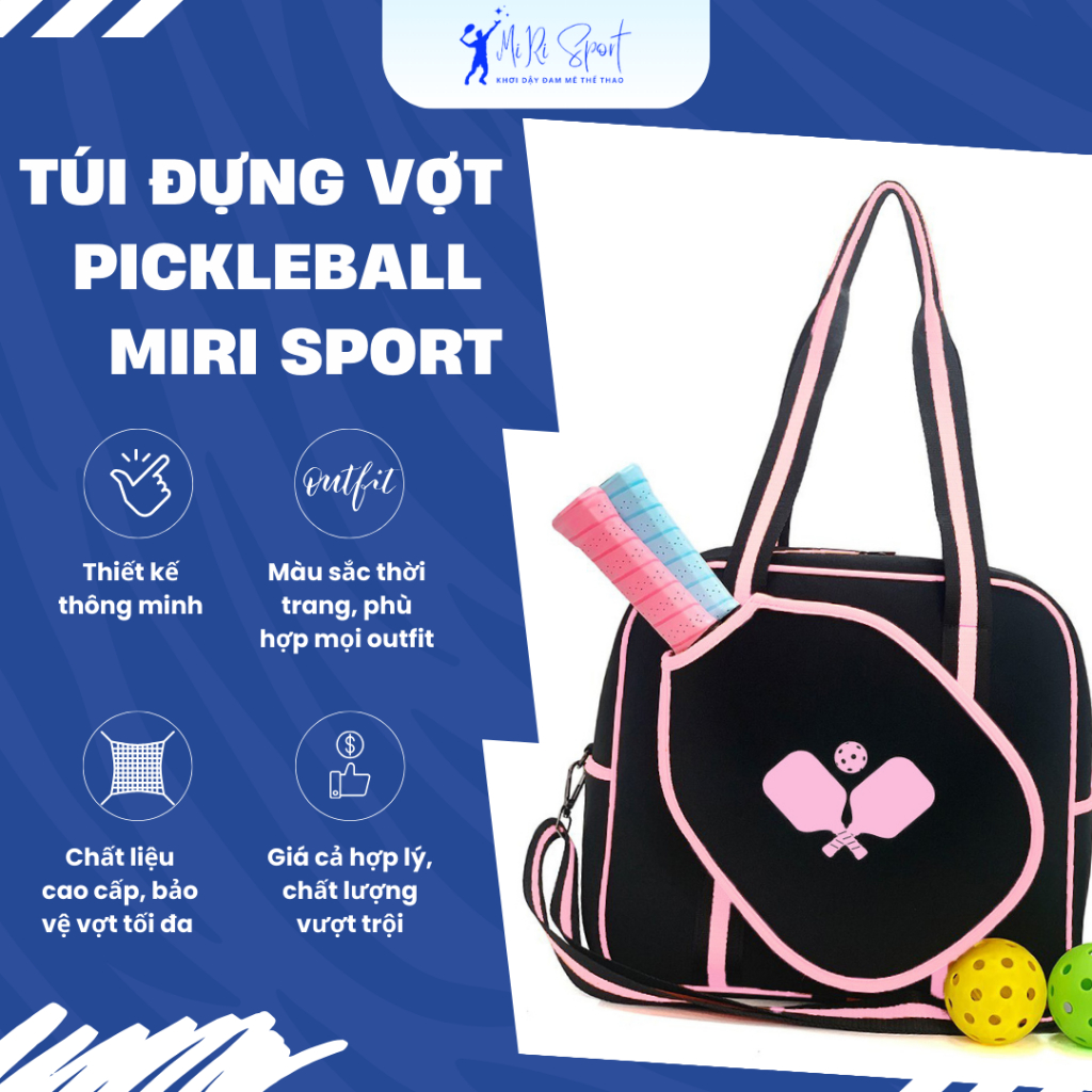 Túi Đựng Vợt Pickleball Nam Nữ Cao Su Chống Sốc Balo Đựng Vợt Dụng Cụ Thể Thao Pickleball MiRi Sport