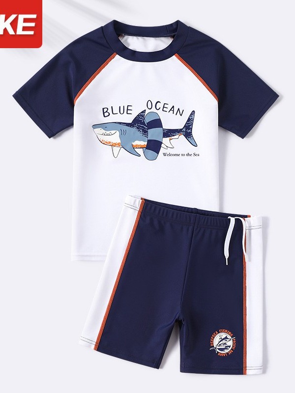 Bộ Đồ bơi bé trai Size đại từ 11 - 45 Kg áo bơi tay ngắn quần ngắn thoáng mát chống nắng cá Mirilik
