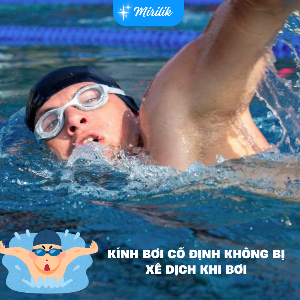 Kính bơi người lớn tròng kính trong suốt kín nước, chống đọng sương 100 Ready - Xám Mirilik Deca