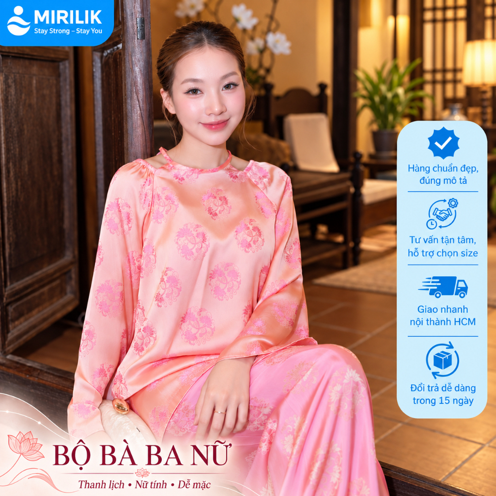 Sét bộ áo bà ba cách tân cao cấp – Nét đẹp diễm lệ, đài các giao thoa truyền thống hiện đại Mirilik
