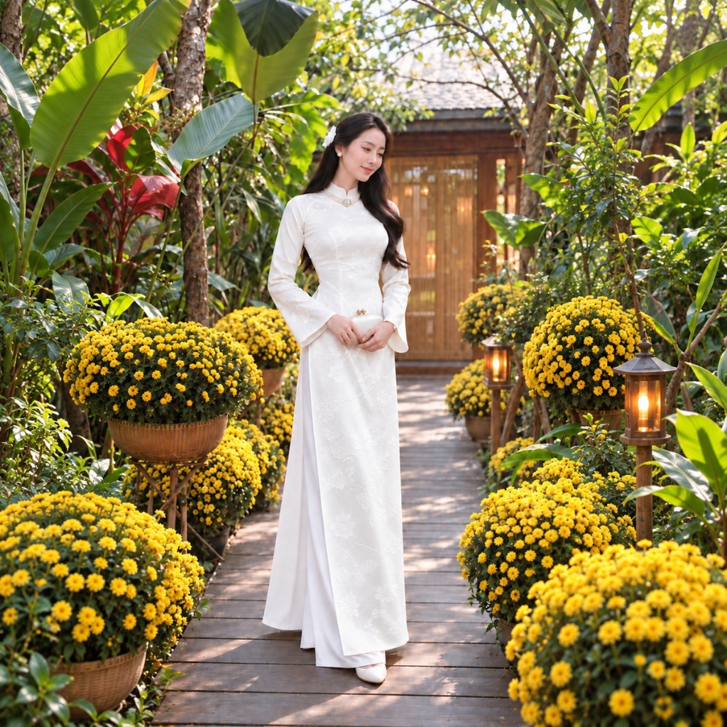 Áo Dài Thiên Điệp Thiết Kế Cao Cấp - Áo Dài Gấm Nữ Cách Tân Dáng Dài Sang Trọng Đi Lễ Tết Mirilik